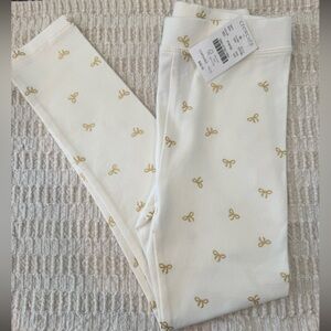 NWT Crewcuts Ivory Leggings with Gold Bow Print Kids Size 4-5